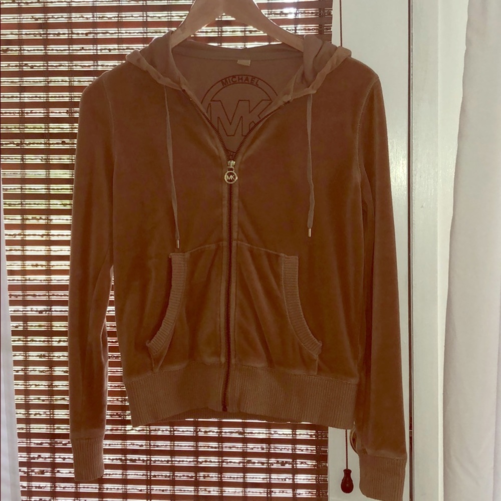 Michael Kors gold velour track zip-up